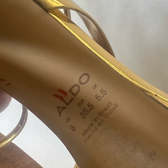 ALDO Katswirl Gold Metallic Spiral Strappy Stiletto Heels Sandals Women’s 8 38.5 - Picture 7 of 12